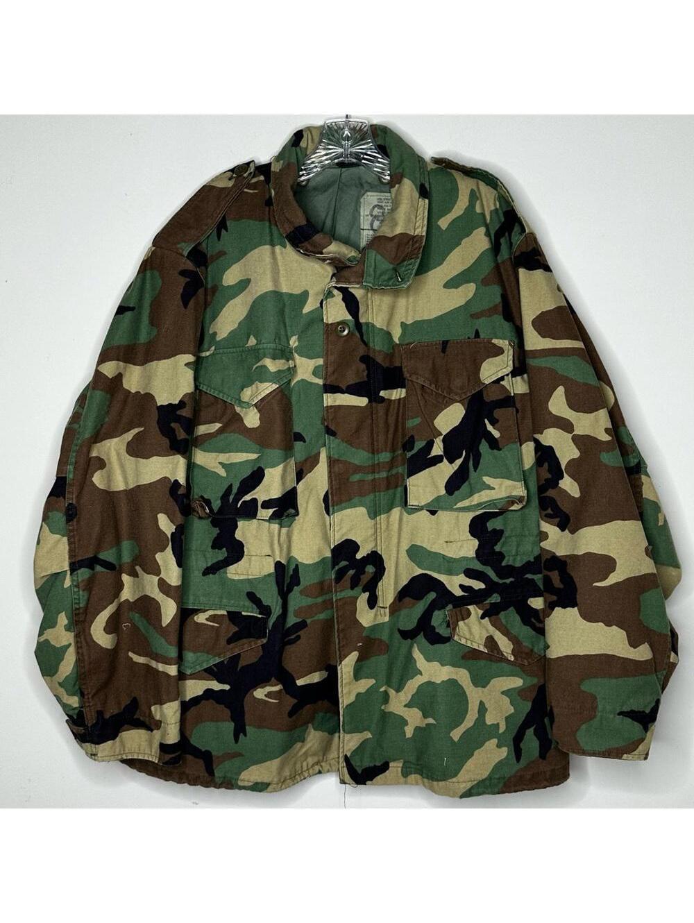 Men's Vintage Woodland Camouflage Military Field Jacket Large
